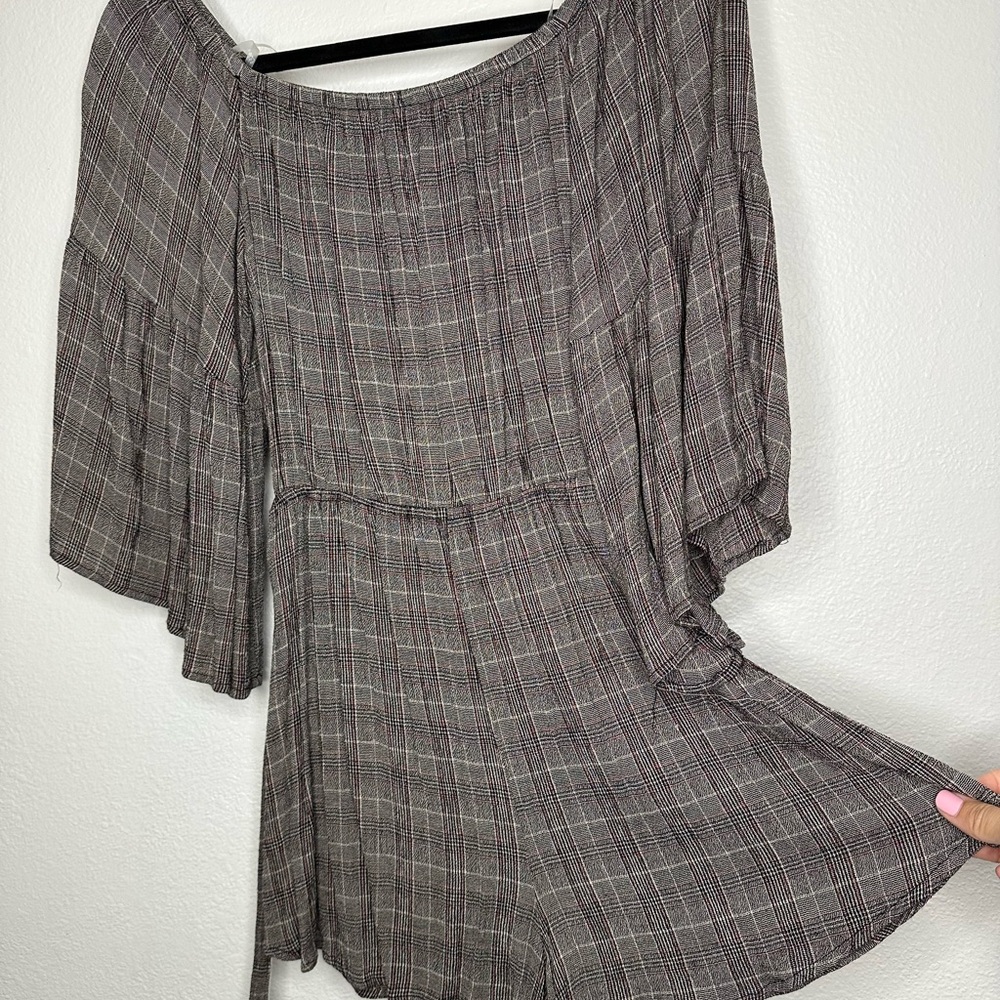 Plaid Off-Shoulder Romper